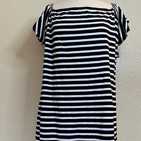 Ralph Lauren Black and White Striped On/Off Shoulder Dress - 2X - NWT - Picture 4 of 16